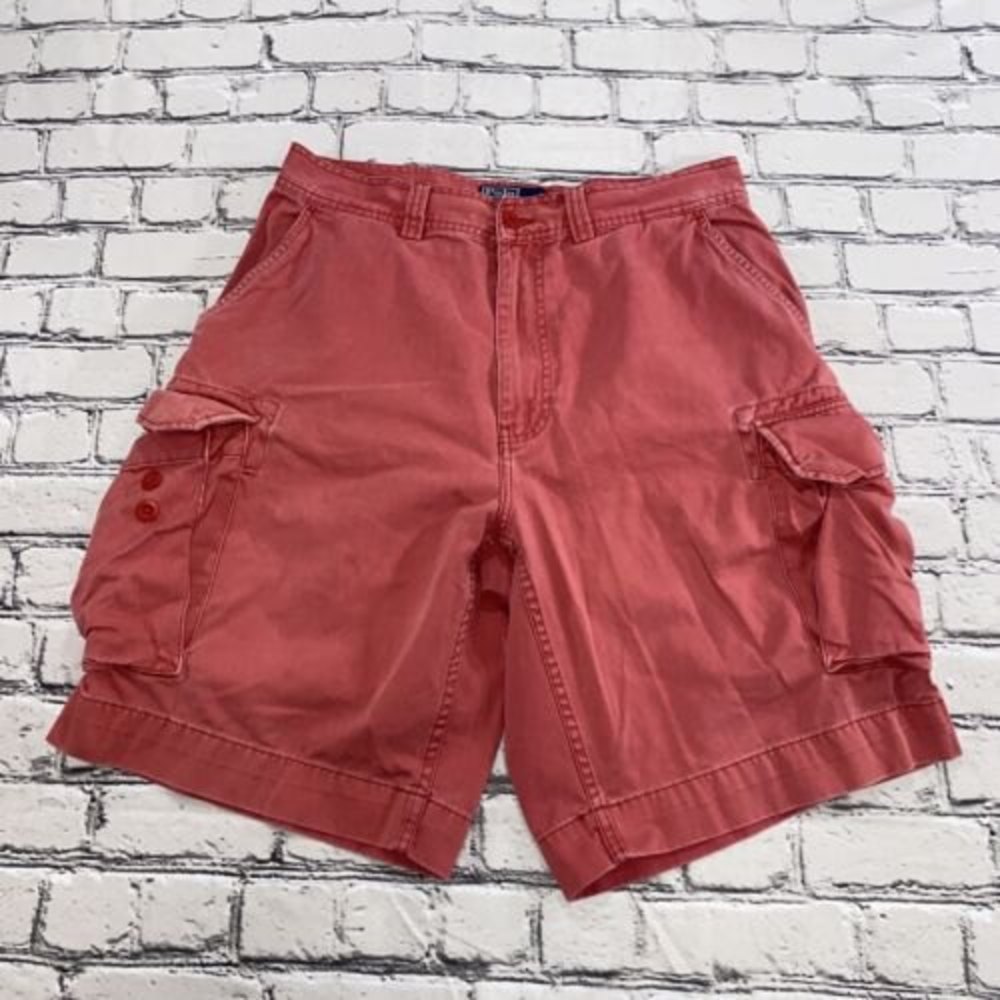Polo Ralph Lauren CLASSIC CHINO Faded Red Cargo Shorts Size 33 EUC